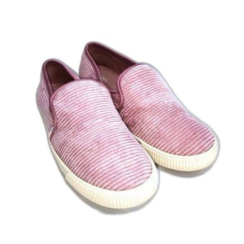 TOMS Pink Corduroy Slip On Sneakers Size 6